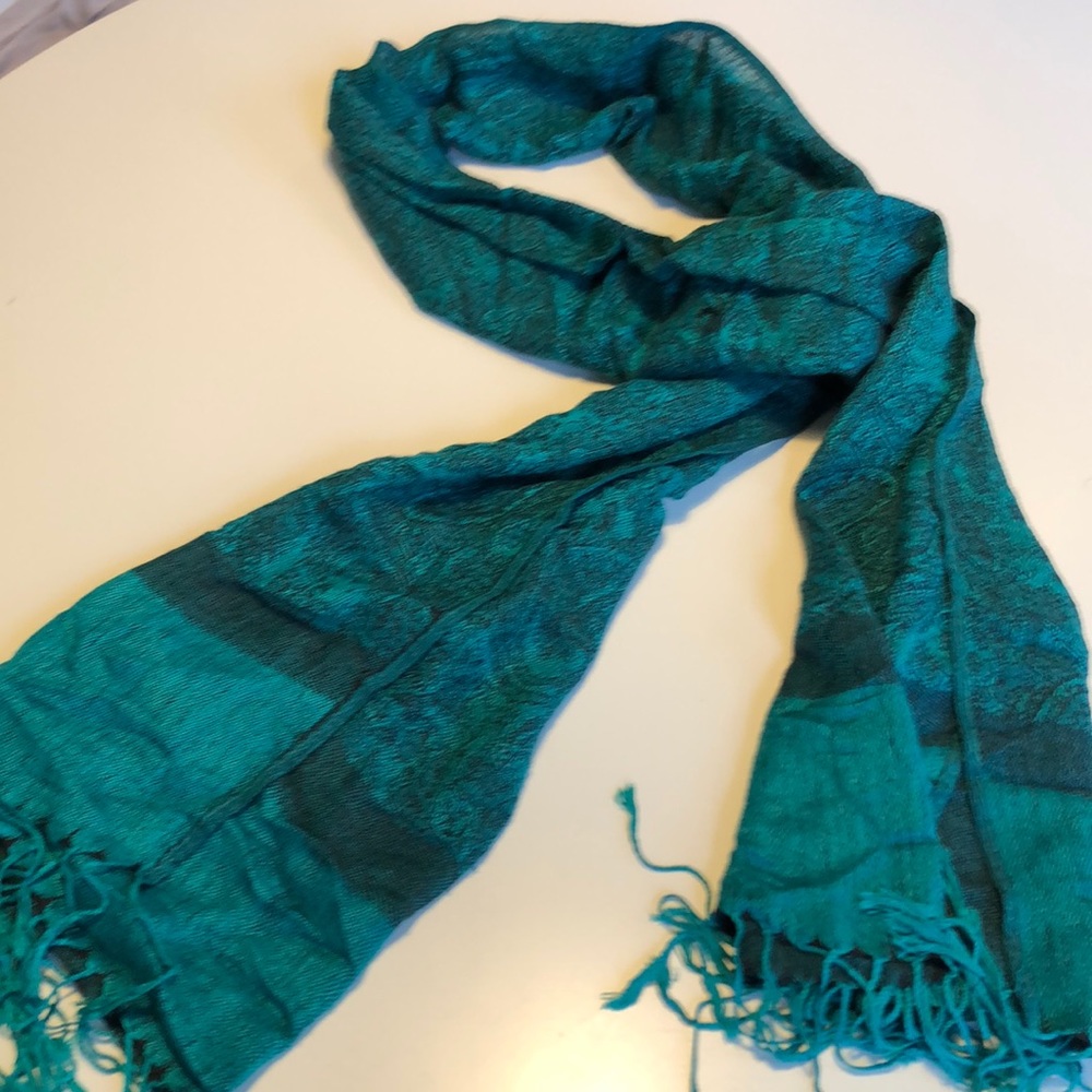 Light weight blue green scarf